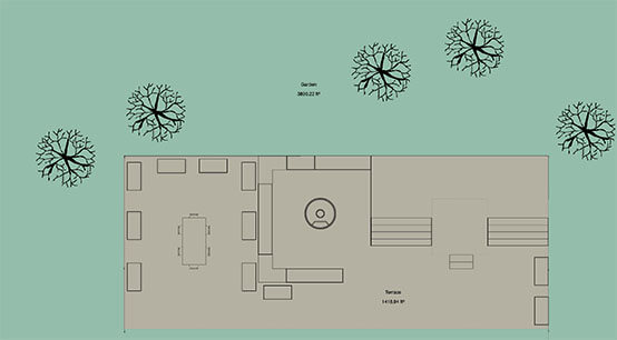2D plan of a deck designed with Cedreo