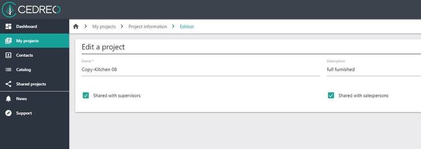 screenshot project manager Cedreo